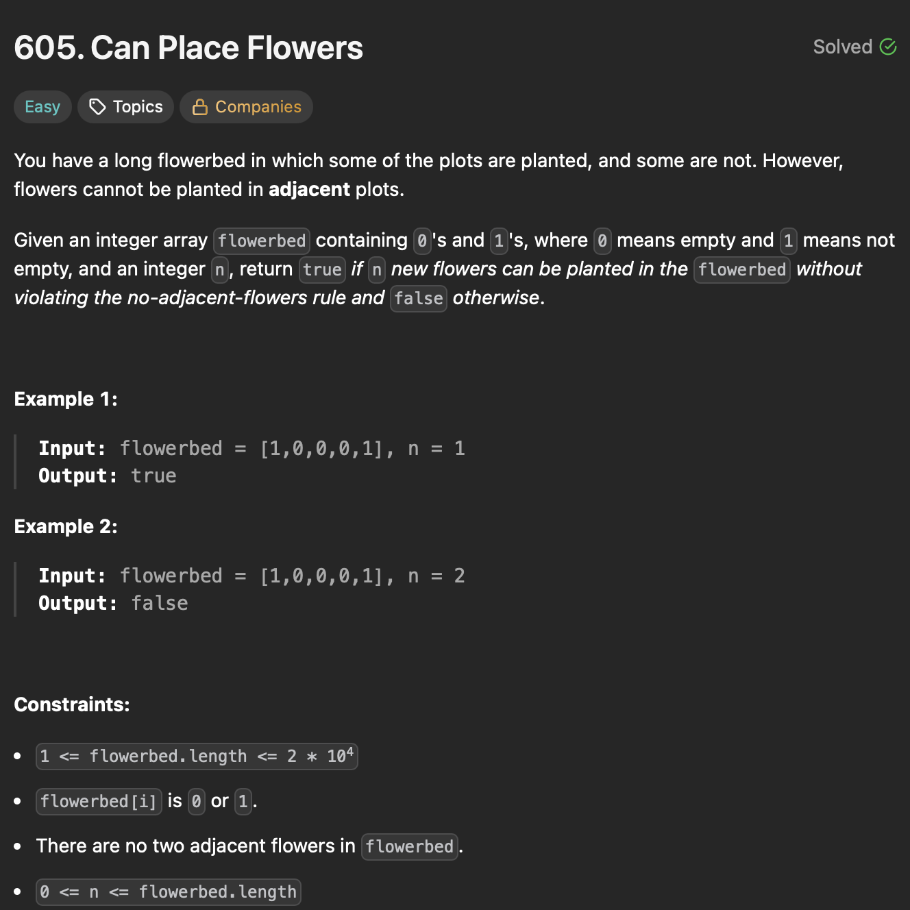 LC: 605: Can place flowers